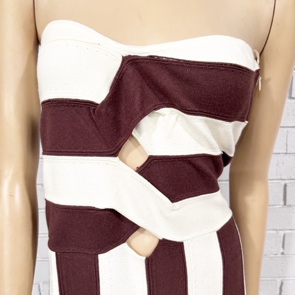 Anthropologie Striped Brown and White Women's Dress - Picture 6 of 12